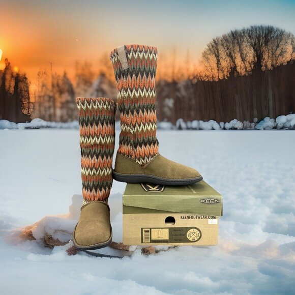 KEEN Shoes - ✅Keen Auburn Navajo Suede Tall Pull On Sherpa Lined Knit Boots Women's Size 7 ✅